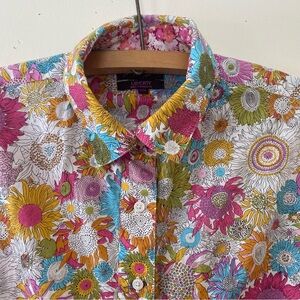 Lord & Taylor Liberty Art Fabrics Blouse Floral Print Cotton Shirt Button Down L